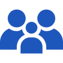 Blue family silhouette on black background