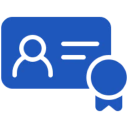 Blue ID card and ribbon symbol